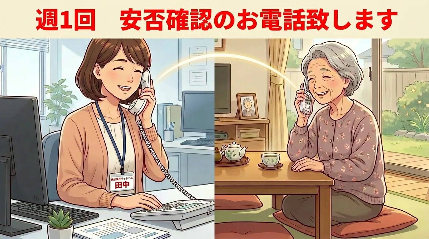 週1回安否確認のお電話をします